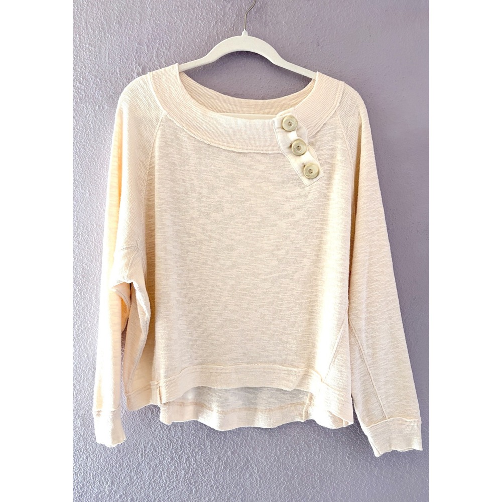 Free People Don't Forget Me Top Slouchy Boho Neutral Minimalist Size Small - Picture 2 of 5